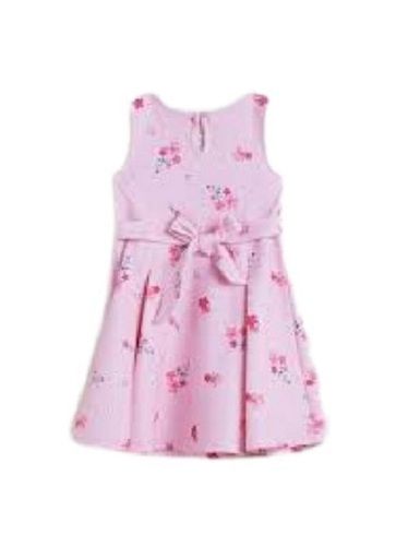 Sleeveless Printed Pattern Pure Cotton Material Kids Girls Frock Bust Size: 11  Centimeter (Cm)