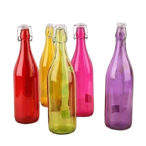 Transparent 1000Ml Climp Round Glass Bottle