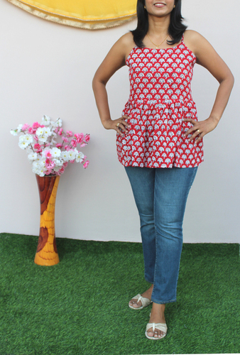 Hand Block Printed Spaghetti Tops / Cotton summer top