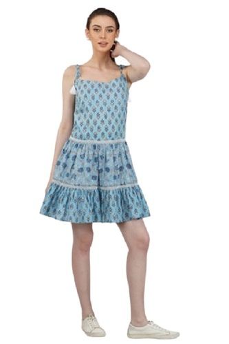 Sheqe Apparels Cotton Lurex Dress Mini Dress For Women With Tie Up Tassel