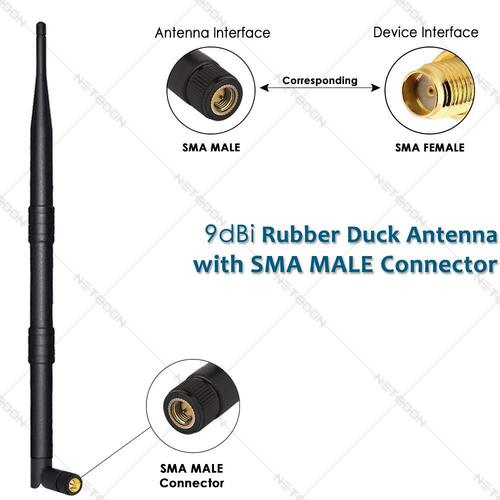 NETBOON 9dBi Rubber Duck Antenna With SMA Male Plug Connector