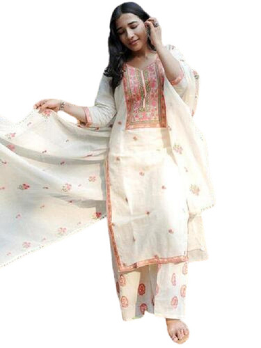 Lightweight Long Regular Fit Kurti - Comfortable Cotton Blend 3/4th Sleeve Modern Print Design | Anti-Wrinkle Breathable Washable Fashion for Ladies