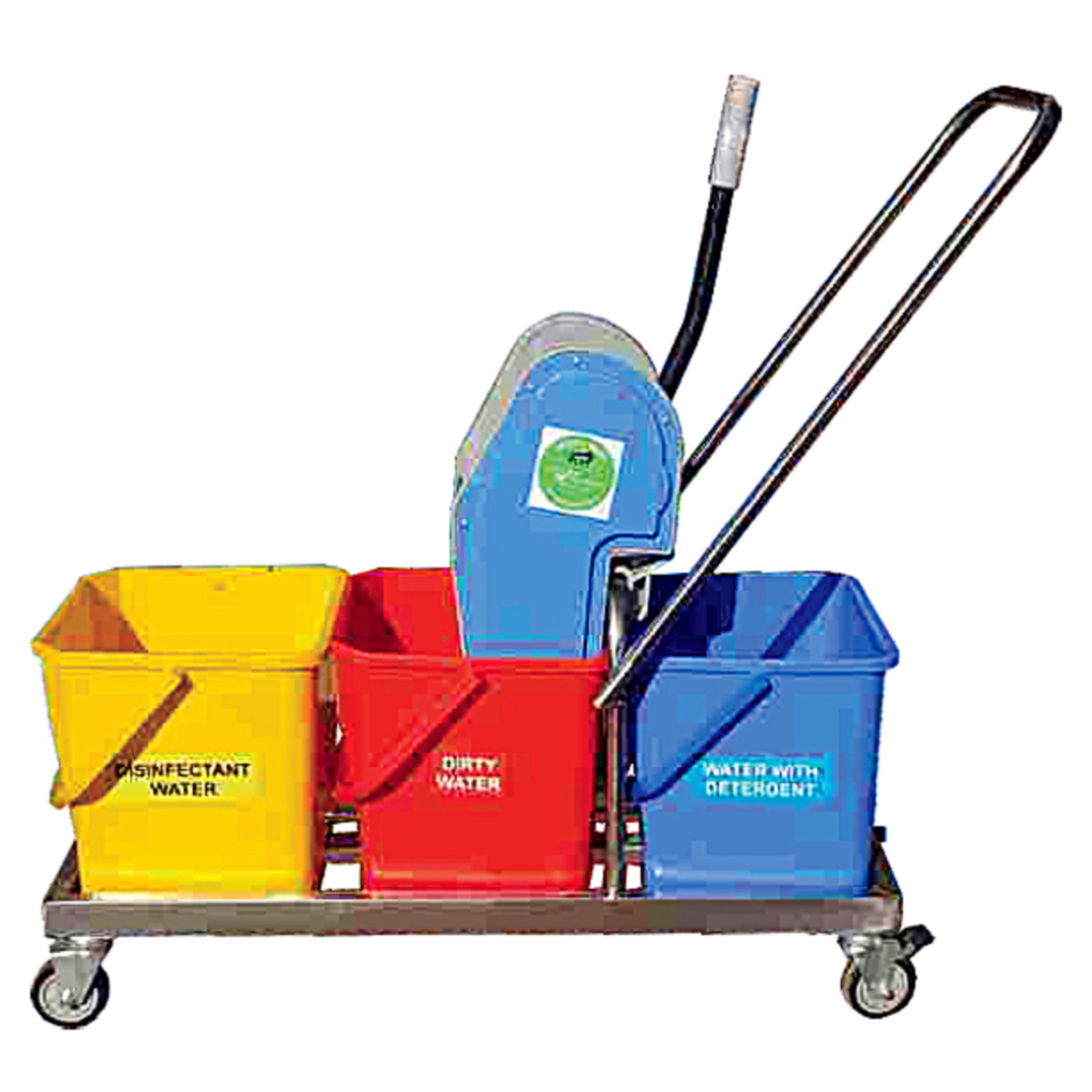 Three Bucket Mop Wringer Trolley