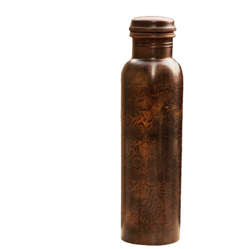 Customized Color Stylish Design Antique Finished With Floral Design Copper Bottle