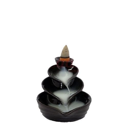 New Ceramic Leaf Black Back Flow Smoke Fountain Size: 3.5 * 4.5 Inch