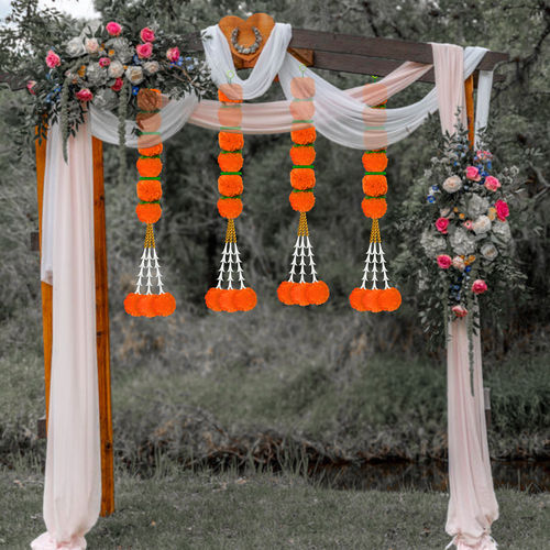 Water Resistance Artificial Handmade Rajnigandha And Marigold Flowers Garland (Pack Of 10)