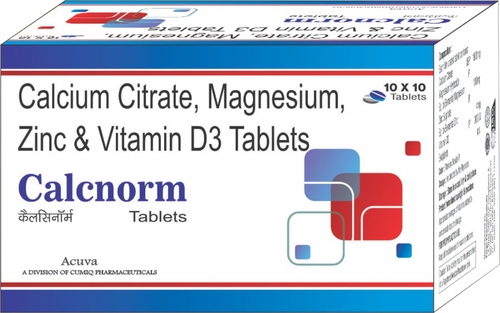 Calcnorm Tablets (10x10 Tablet Pack) Ingredients: Calcium Citrate Magnesium Zinc And Vitamin D3