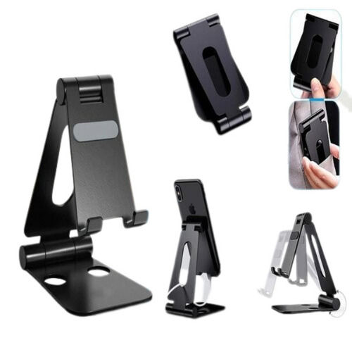 Black Folding Metal Mobile Stand For Smartphones And Tabs