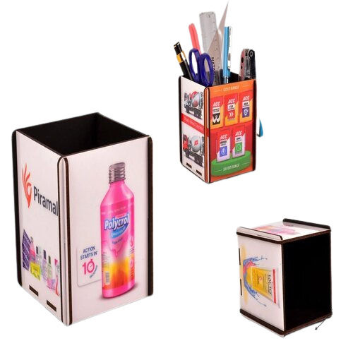 Durable And Water Resistant Coating Tumbler Cum Stationery Holder With 4 Side Branding In High Gloss Finish