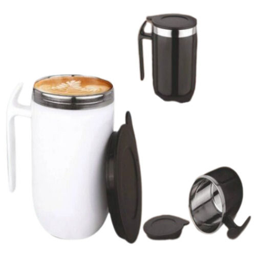 SS Double Wall Coffee Mug With Pointy Handle - Capacity 460ml Approx