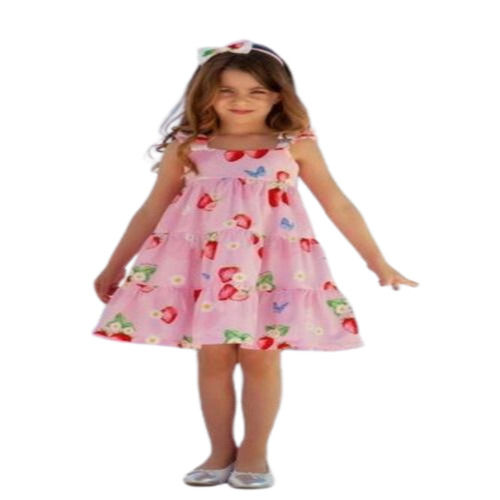 Western Cotton Pink Kids Frock For Age Group 1-2 Years