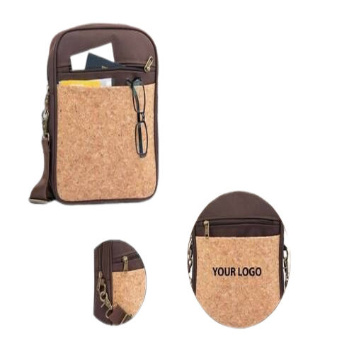 Brown Cork Sling Messenger Bag With 2 Tone Finish