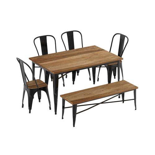 Mango Wood Dinning Table Set With Chair and Bench