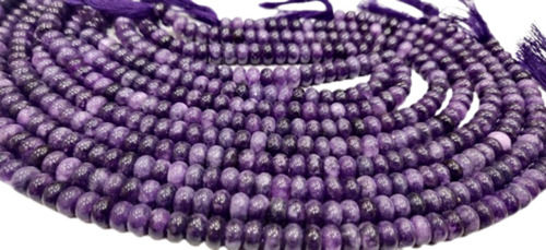 8mm Natural Charoite Quartz Rondelle Plain Smooth Gemstone Beads