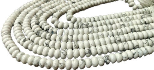 Stone Natural Matte Howlite White Rondelle Plain Smooth Gemstone Beads - 8Mm