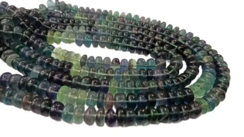 Purple Natural Multi Fluorite Gemstone Rondelle Plain Smooth Beads - 8Mm