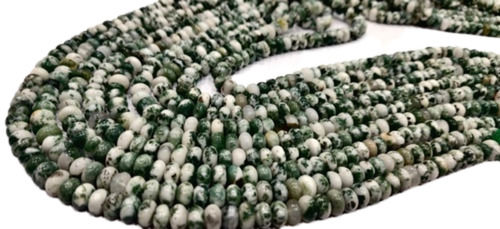 Green Natural Tree Agate Rondelle Plain Smooth Gemstone Beads - 8Mm