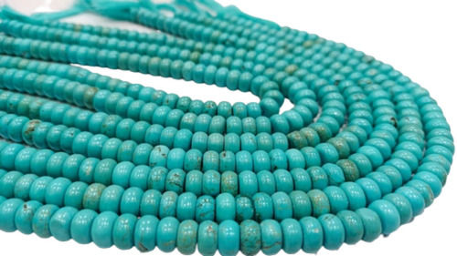 Stone Blue Turquoise Rondelle Plain Smooth Gemstone Beads - 8Mm