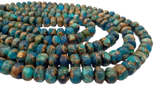 Natural Blue Copper Turquoise Rondelle Beads - 8mm