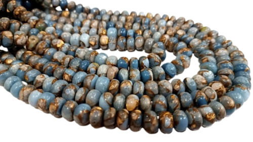 8MM Natural Grey Oyster Copper Turquoise Beads