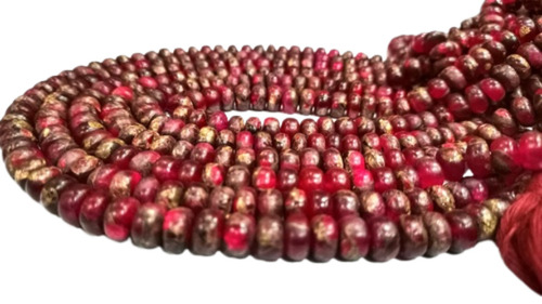 8MM Natural Pink Copper Turquoise Rondelle Plain Smooth Beads