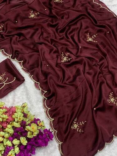 Heavy Handwork Saree With Cutwork and Pearl