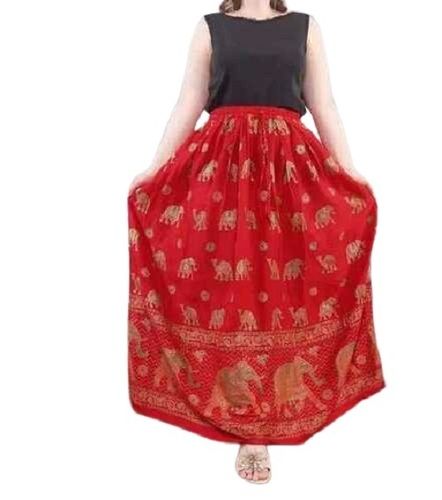 Women Long Classic Golden Printed Skirt