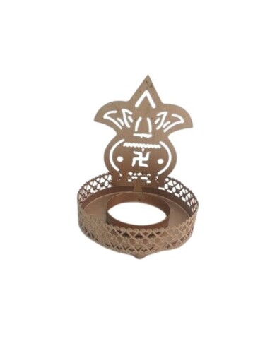 गोल्ड आयरन मटीरियल और गोल्डन कलर डेकोरेटिव शैडो दीया