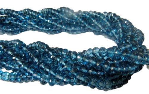 8MM Natural Topaz London Blue Color Rondelle Faceted Gemstone Beads