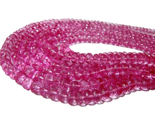 8MM Natural Topaz Pink Color Rondelle Faceted Gemstone Beads