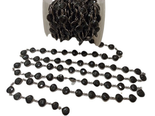 Natural Black Onyx Bezel Gemstone Connector Chain - 12mm