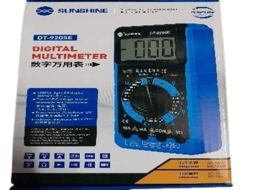 Digital Multimeter - DT9205A Model, Manual Ranging, Blue Color | 0.8% Basic Accuracy, Automatic Polarity Indication, Overload Protection 220Vrms