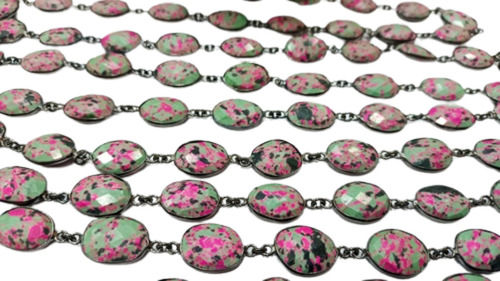 Pink Multicolor Fordite Quartz 10Mm To 15Mm Gemstone Bezel Connector