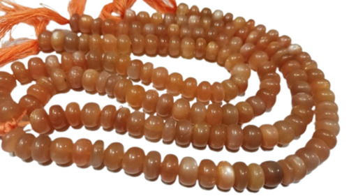 Stone Natural Peach Moonstone Plain Smooth Rondelle Shape Beads - 8Mm