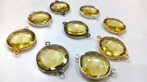 Yellow Lemon Hydro Quartz Briolette Cushion Shape Bezel Gemstone Connector