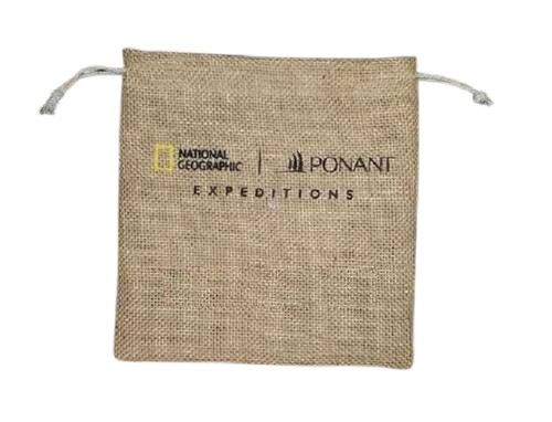 Rectangular Jute Pouch Bags with Drawstring