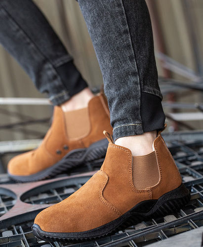 Lightweight wear-slip-ons-resistant steel toe-proof welder's safety shoes