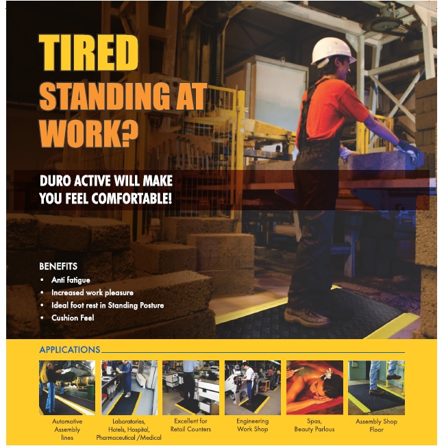Duro Active Anti-Fatigue Non-Slip Safety Floor Mat - 2.2 cm Thick High-Density Foam, Heavy-Duty, Water-Proof - Ideal for Assembly Line, Healthcare, Kitchen, Commercial, Industrial Use 24