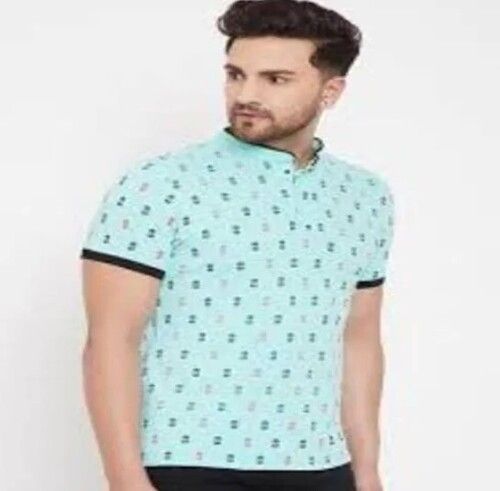 Multi Color Printed Pattern Short Sleeves Mens T Shirt