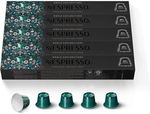 Nespresso Fortissio Lungo Coffee Capsules - Freshly Processed Arabica & Robusta Blend, Strong Aroma with Malty & Cereal Notes
