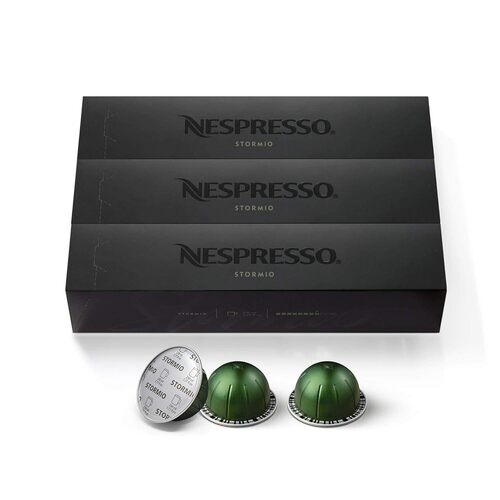 Nespresso Vertuo Stormio Coffee Capsules - Medium Roast Blend, Organic Arabica, Rich Cereal Notes, 12 Months Freshness