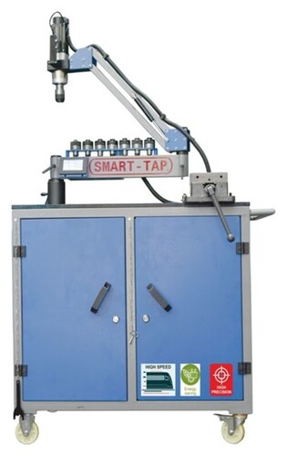 Smart Tap Servo Electric Tapping Machine - Mild Steel Size M3 to M42 Blue & Grey | Precision Tapping Adjustable Arm 7 Free Collets 1 Year Warranty 30 kg