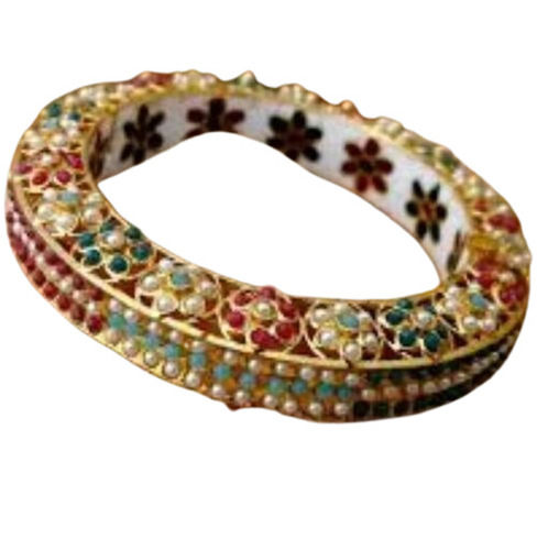 Multi Color Round Shape Good Finish Kundan Jadau Kada