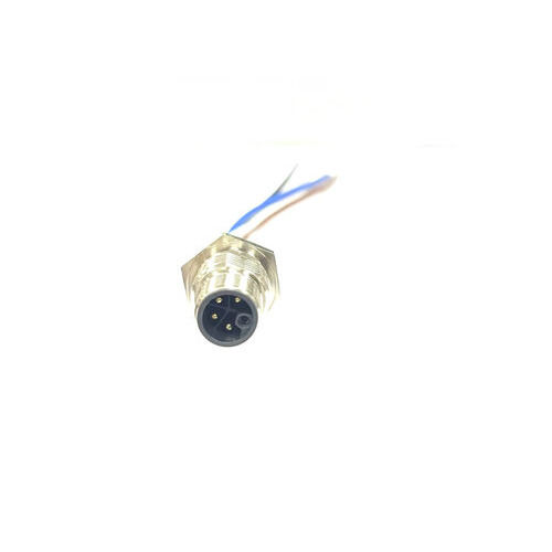 IP67 Waterproof L Code M12 4-Pin Male Straight Front-Fasten Receptacle Circular Connector with Terminals