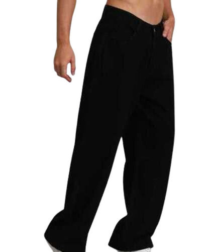 Mens Basic Black Baggy Jeans