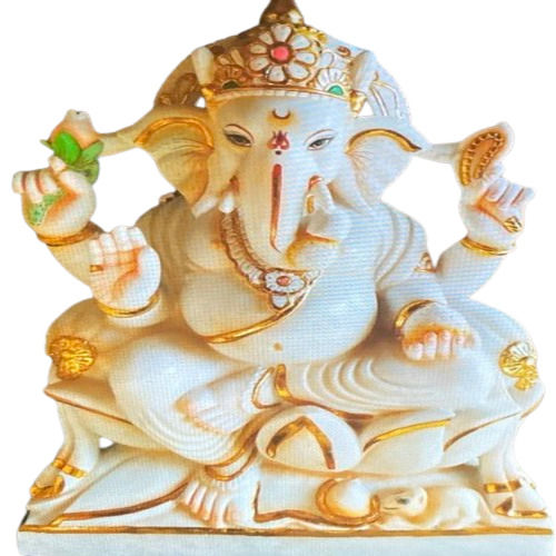 Polished Marble Lord Ganesha Statue For Home Office Shop