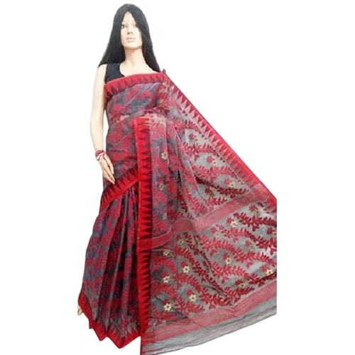 Dhakai Jamdani Saree - Wrinkle-Free Fabric, Fade Resistant, Ideal for Gifting and Party Wear