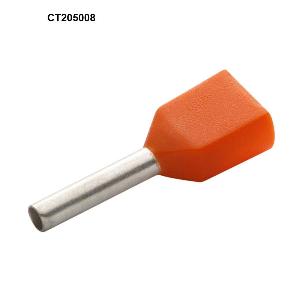 FUJI CT205008 Nylon Insulated Twin Cord End Terminals - New Industrial Grade Electric Power Terminal, Corrosion Resistant, Pink Color for Electronic and Industrial Use