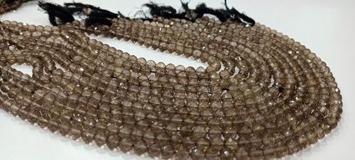 Natural Smoky Quartz Round Briolette Faceted 5-6mm Beads For Jewelry Making Sold Per Strand 14 Inches Long