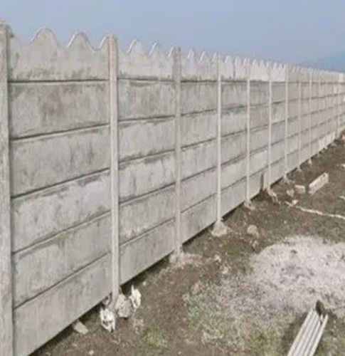 Grey Precast Compound Wall - Cement Material, 6ft Size, Grey Color | Accurate Dimensions, High Strength, Space Efficient, Quality Tested